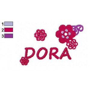 Dora Flowers Logo Embroidery Design